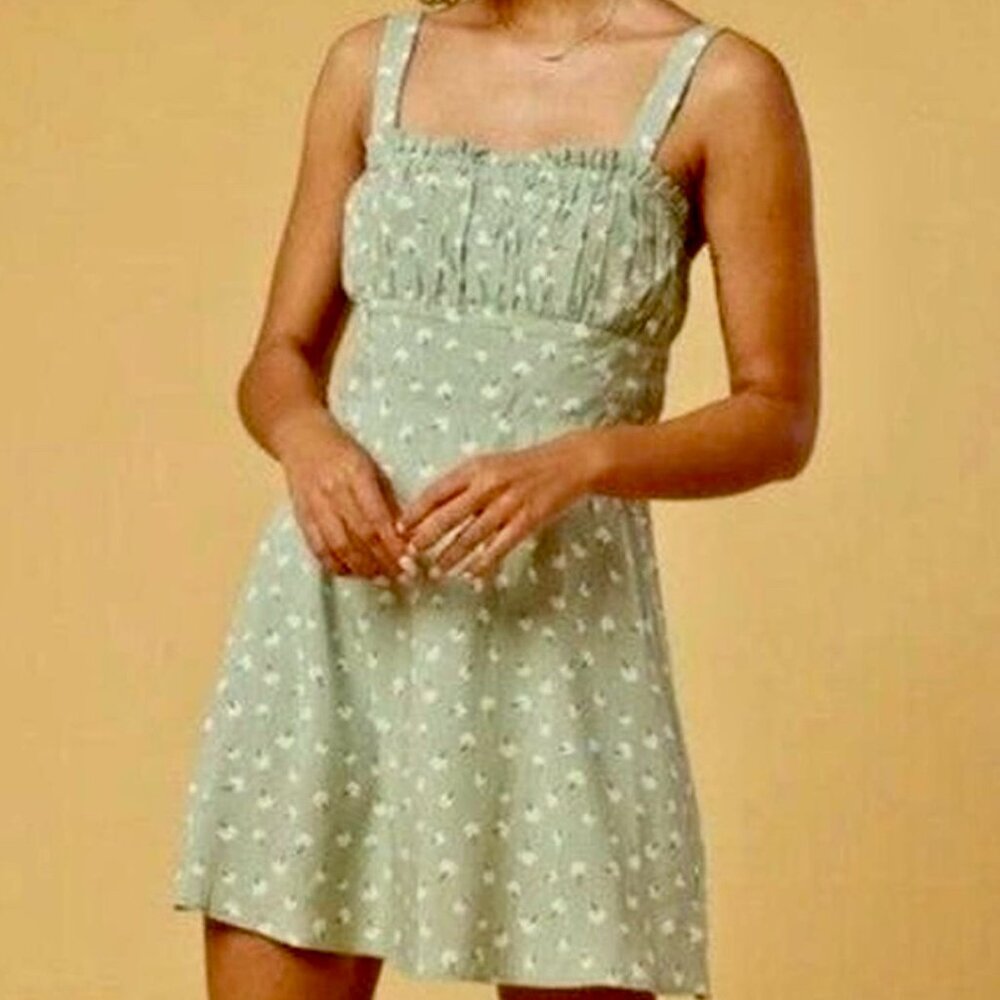 Altar'd State Green Floral Mini Dress